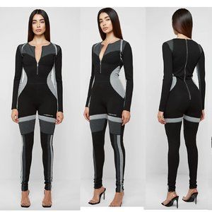 Maniere De Voir COLOUR BLOCK JUMPSUIT - BLACK US12